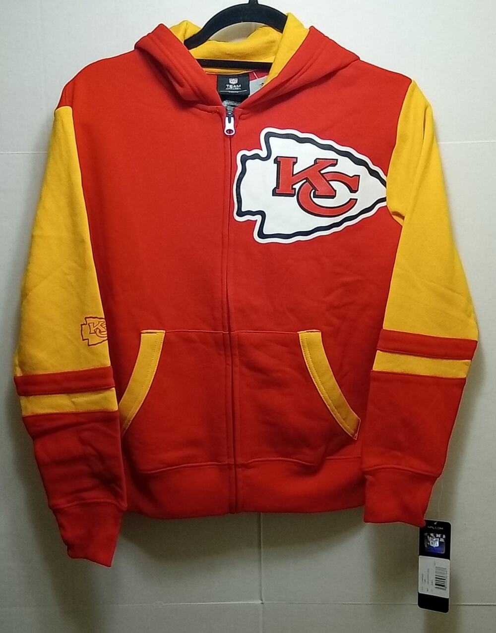 Kansas City Chiefs NFL Team Apparel LS Full Zip Hoodie Youth M (10/12)